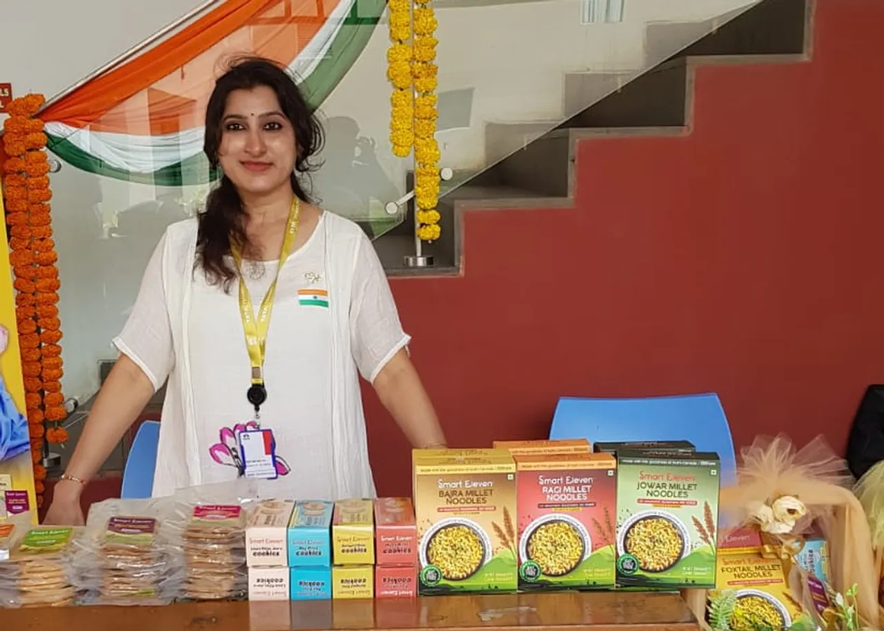 Krishnaa Kantthawala with her healthy millet-based food products. Pic: Smart Eleven