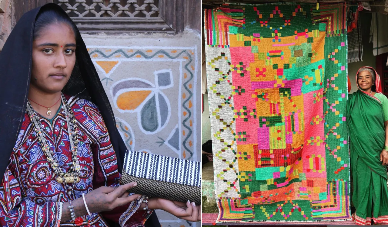 Five women entrepreneurs empowering tribal women. Pic: Anitha Reddy, Pabiben Rabari