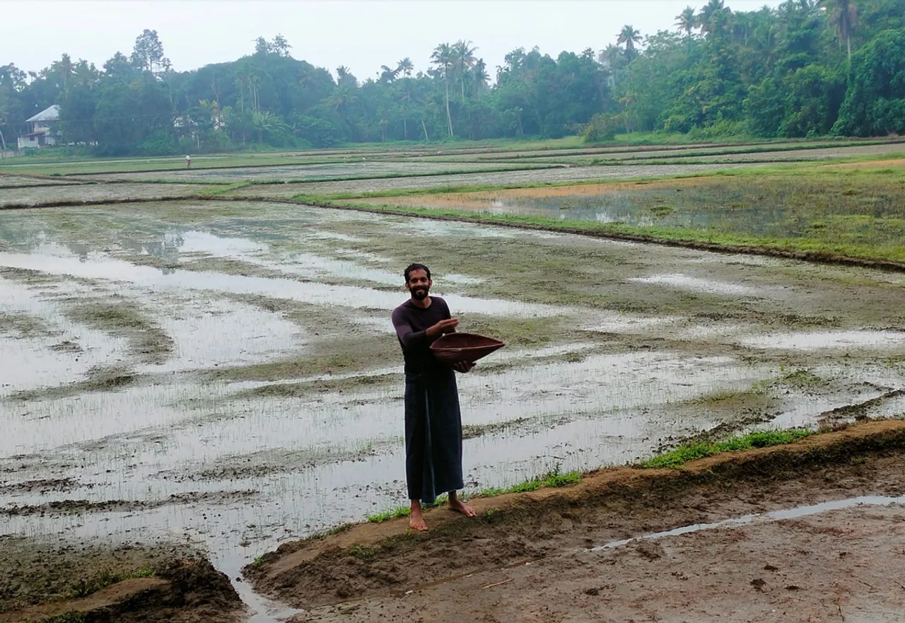 Tom Kiron Davis practices organic farming in Thumboor village, Kerala. Pic: Courtesy Tom Kiron Davis