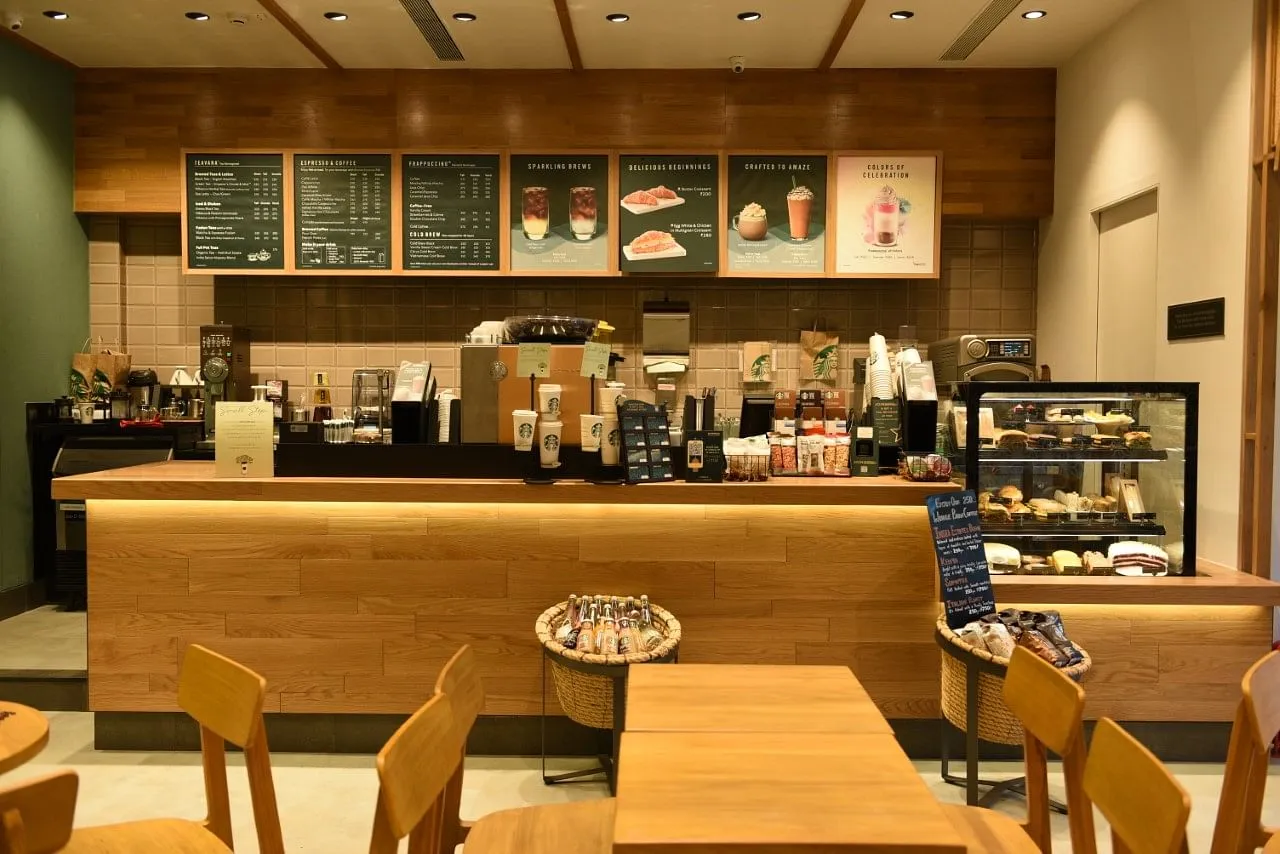 Work from home with the backdrop of a Starbucks cafe
