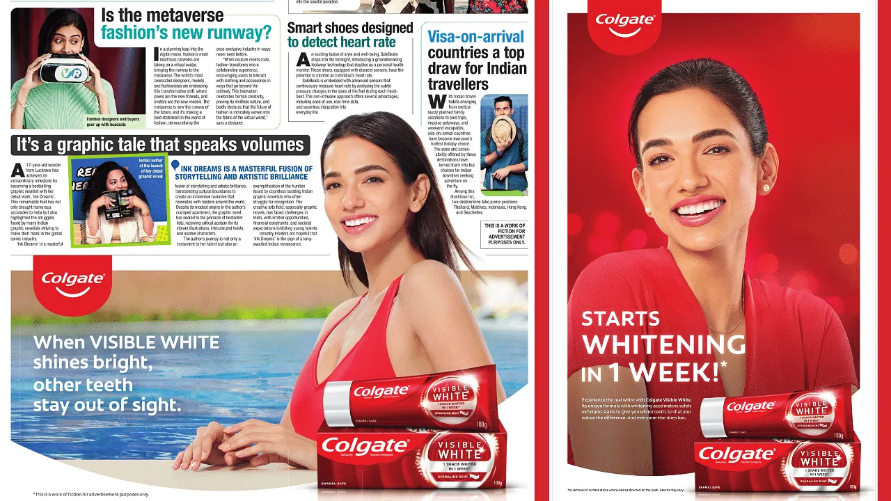 News or ad?: Colgate-Palmolive mimics a newspaper for its Visible White print ad 