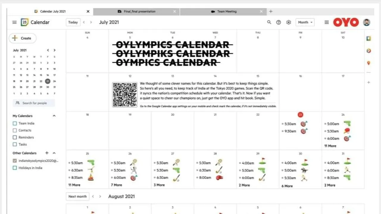 OYO wants you to scan India’s Olympic itinerary right into your smartphone's calendar 