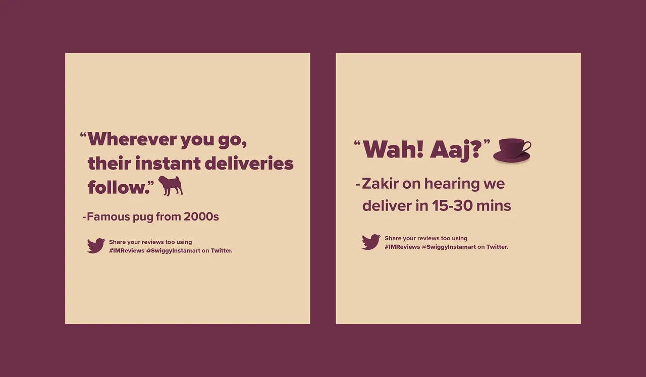 Swiggy Instamart delivery covers reference old ads, crossword puzzles