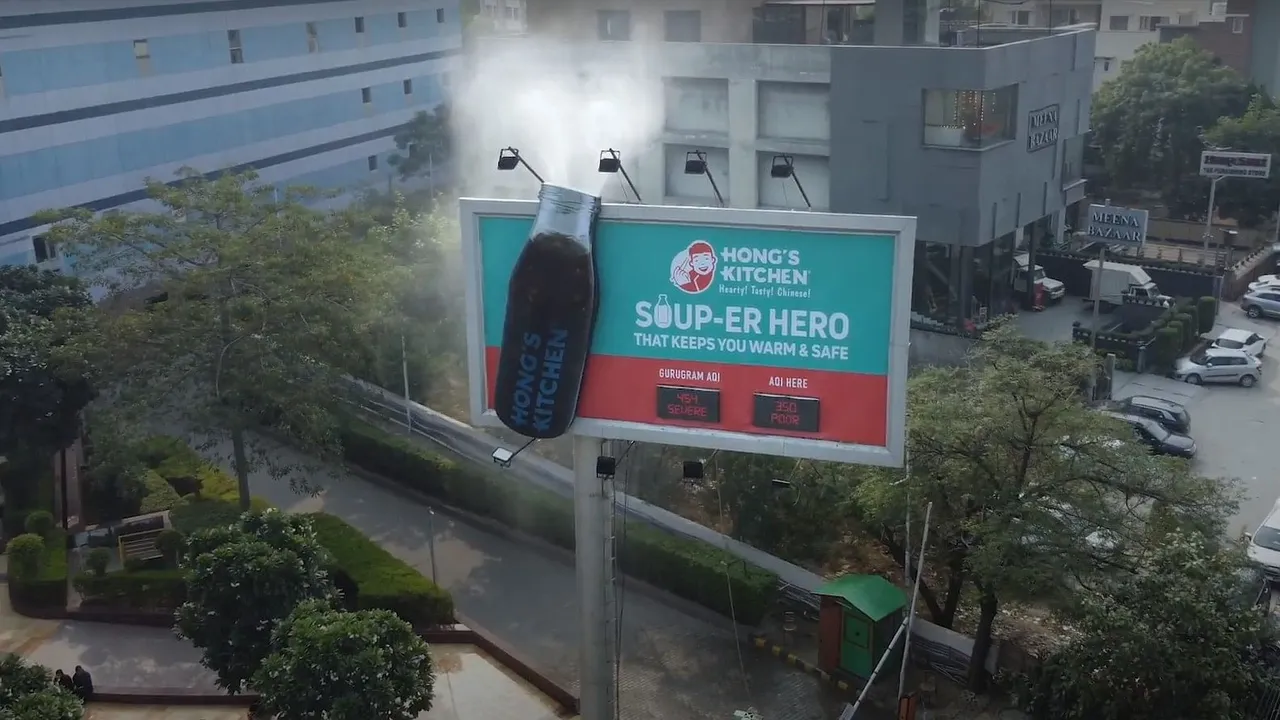 Hong’s Kitchen fights Delhi air with an anti-pollution billboard 