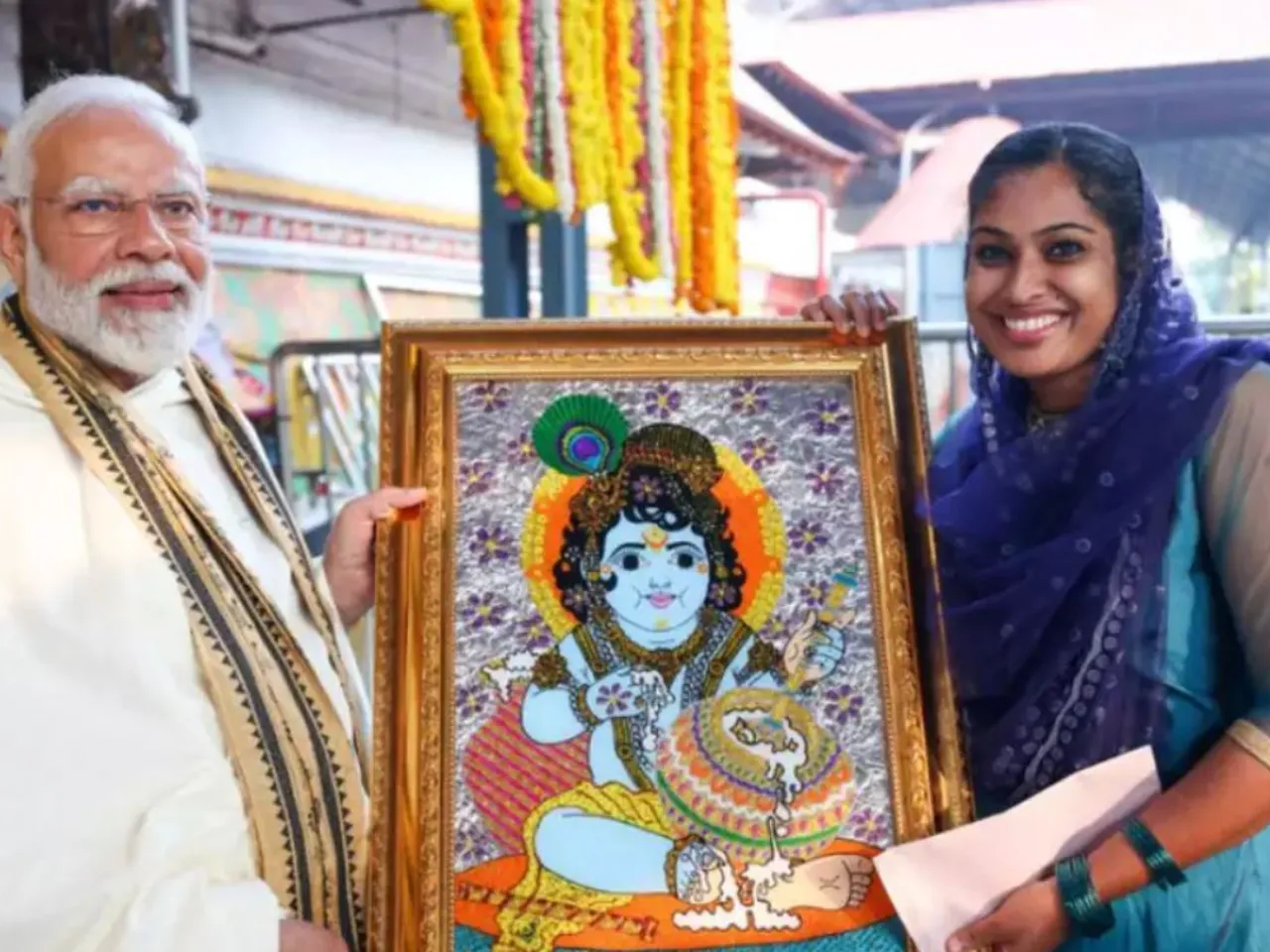 Muslim Artist Gifts 'Krishna Painting' to PM Modi