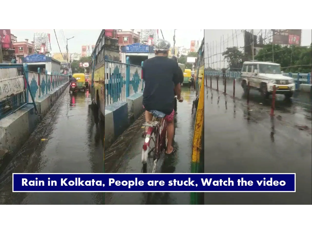 Rain in Kolkata, People are stuck, Watch the video