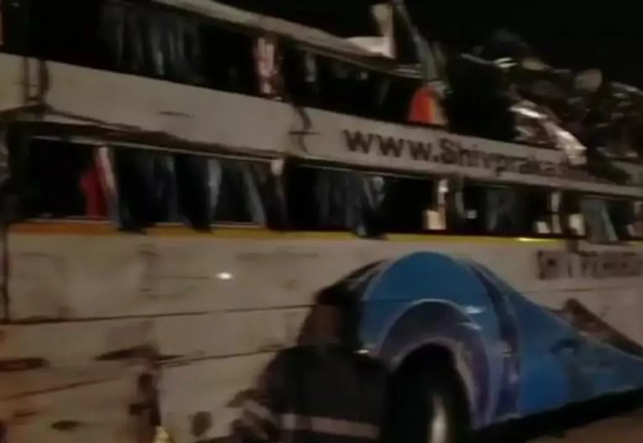 3 killed, 12 injured as bus overturns into divider