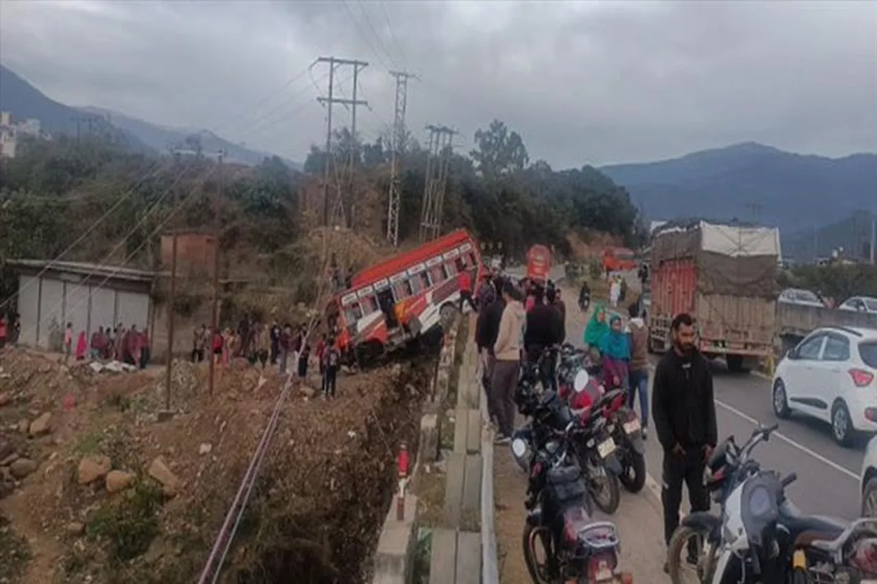 A passenger bus met with an accident at  Udhampur.