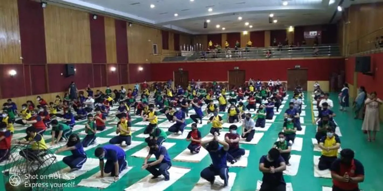 8th International Day of Yoga celebrated by the Heritage School.
