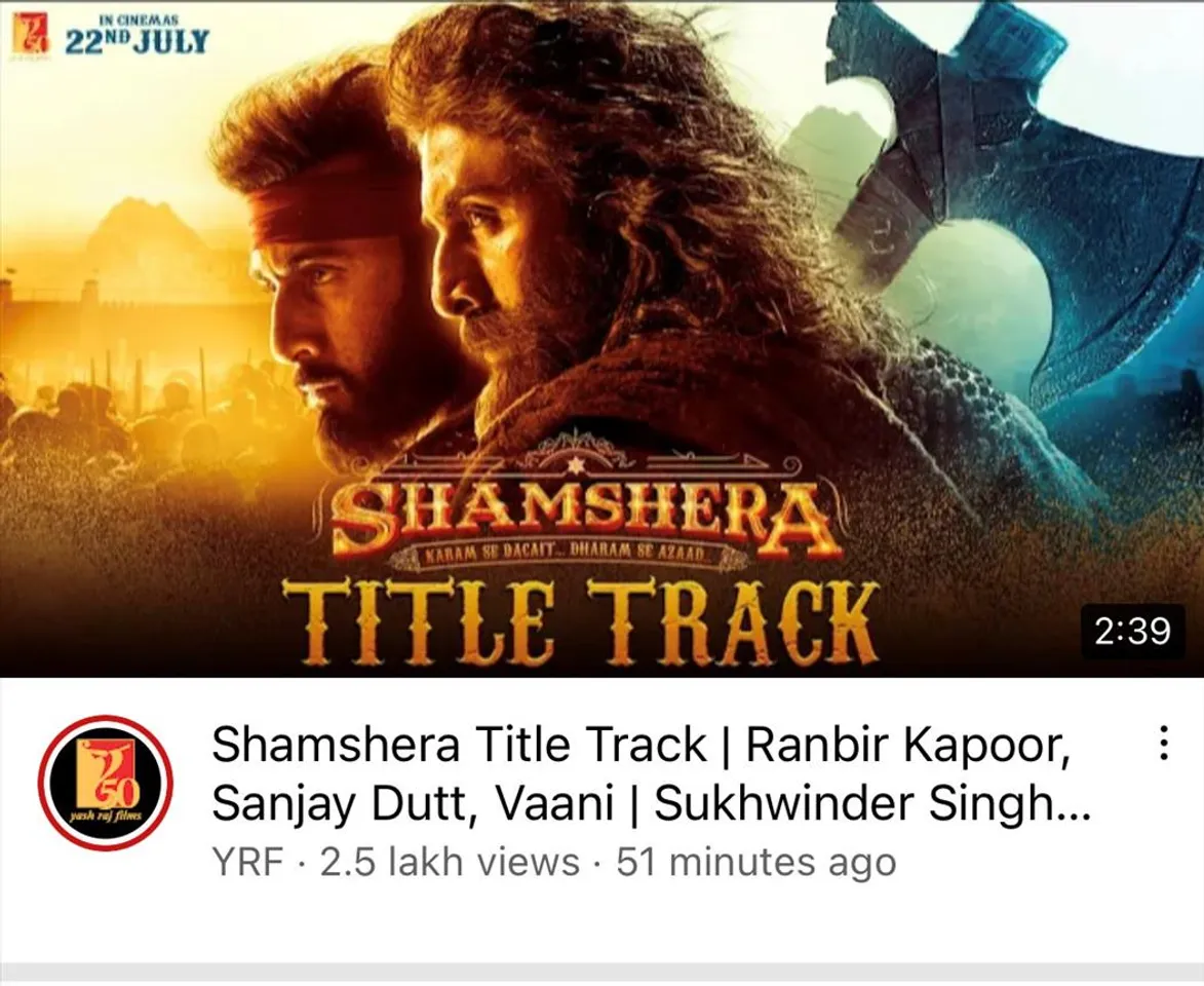 Shamshera title track is out now