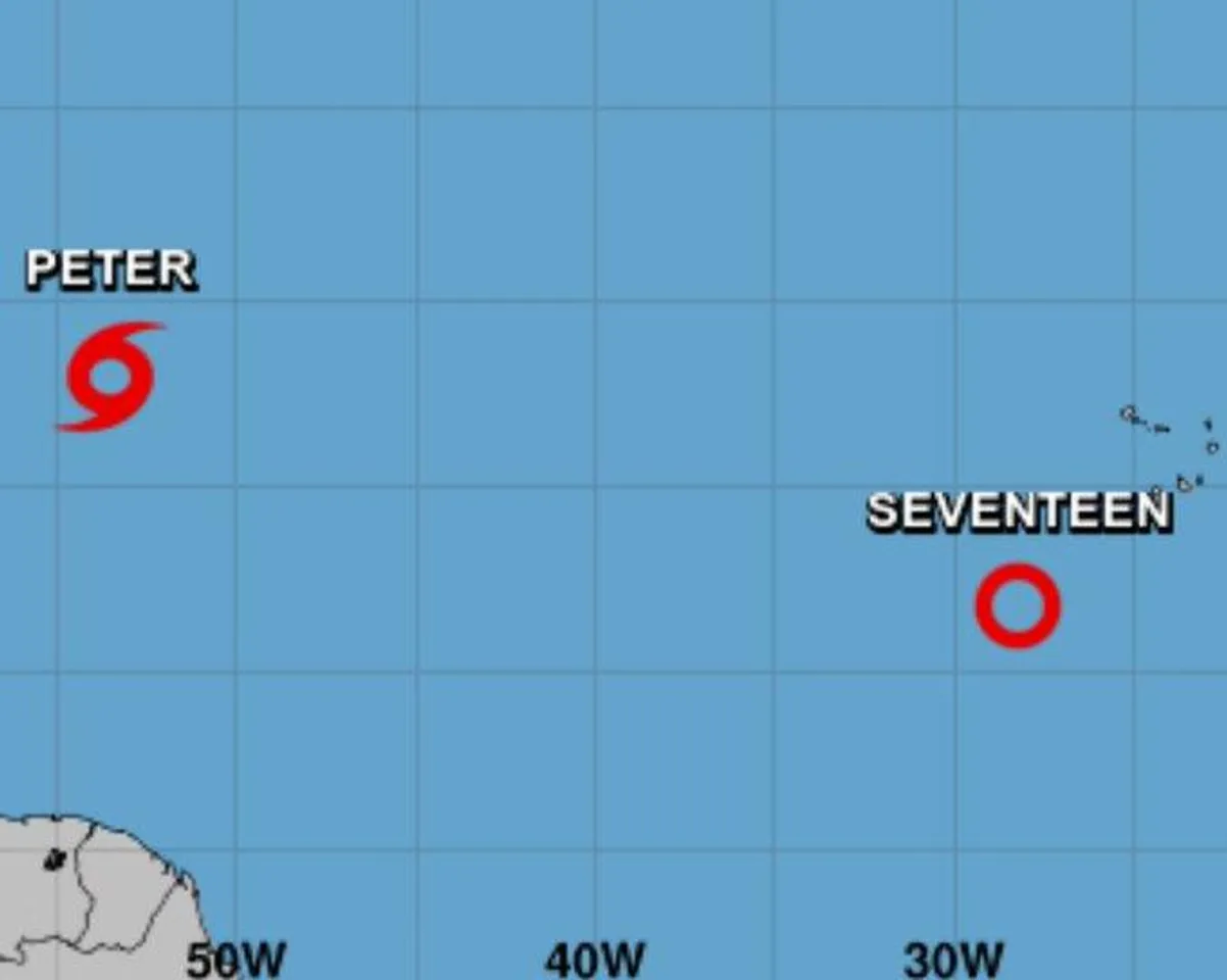 Tropical Storm Peter has formed near the Lesser Antilles