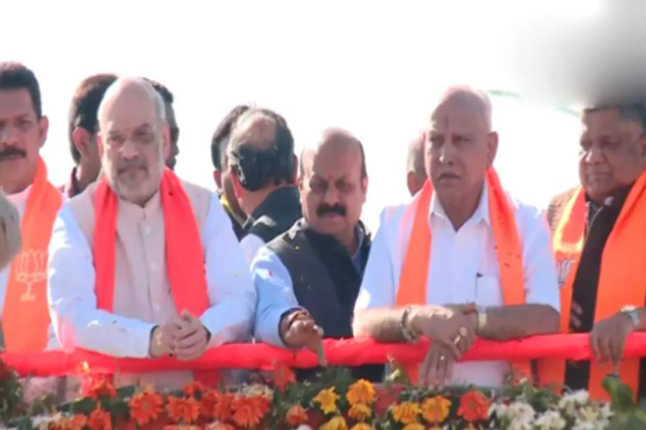 Union Home Minister Amit Shah holds roadshow in Kundgol