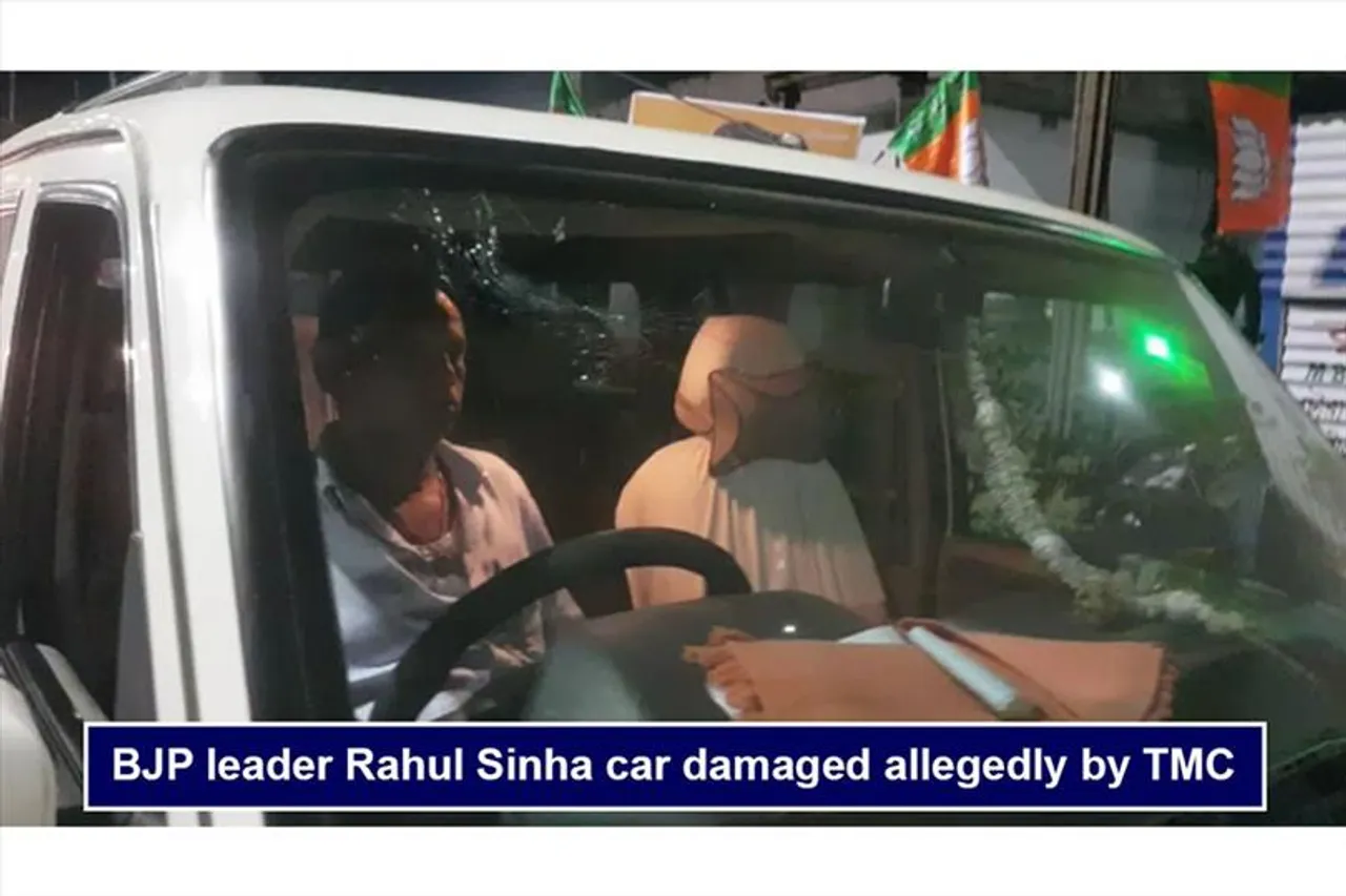 BJP leader Rahul Sinha car damaged allegedly by TMC