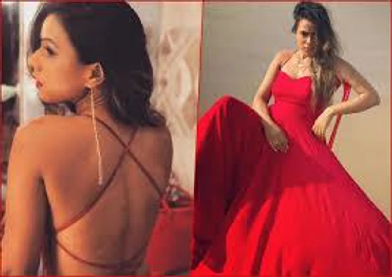 Nia Sharma looks gorgeous in sexy backless red gown