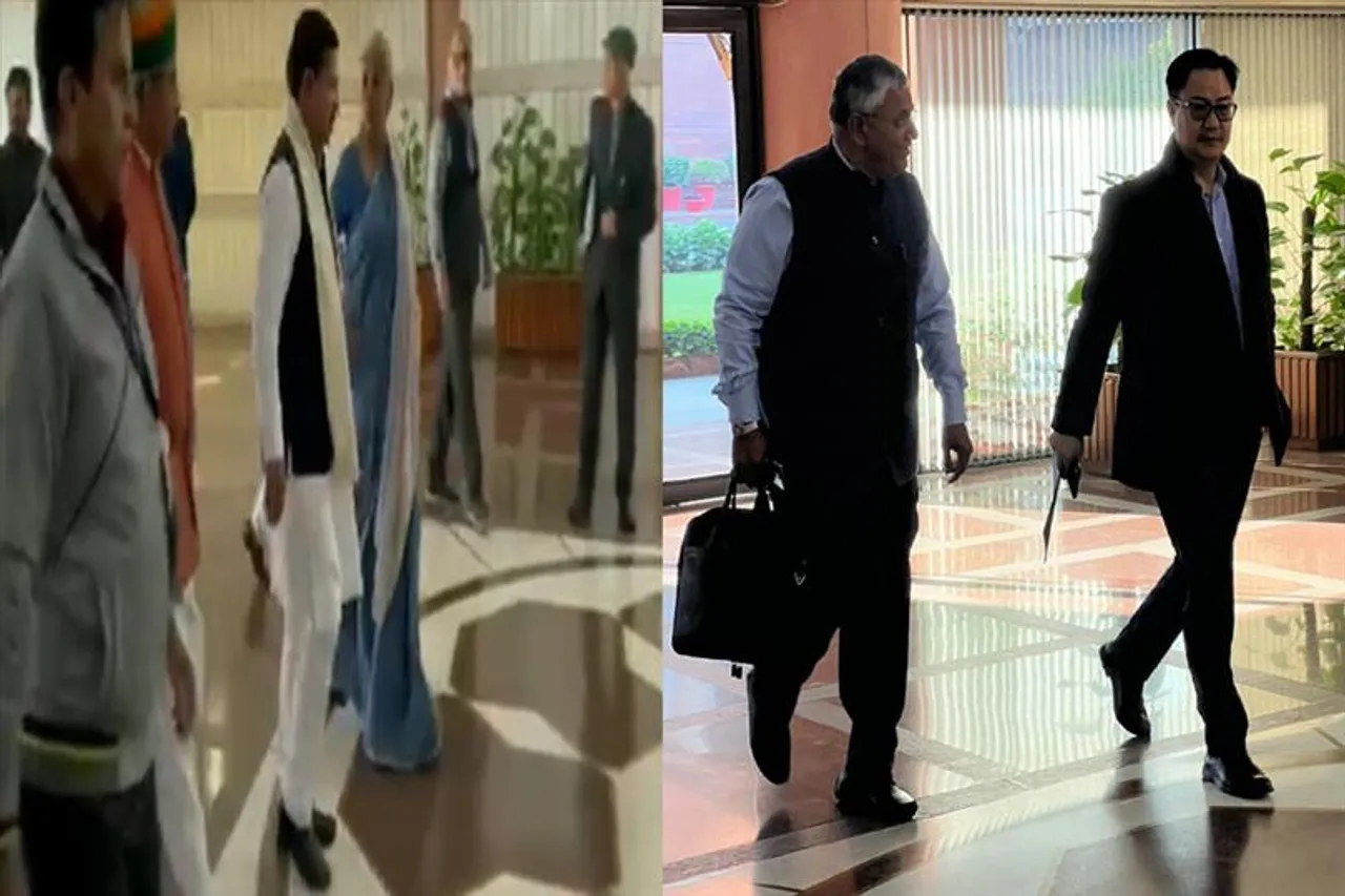 Union Finance Minister arrives in Parliament, MP's also present