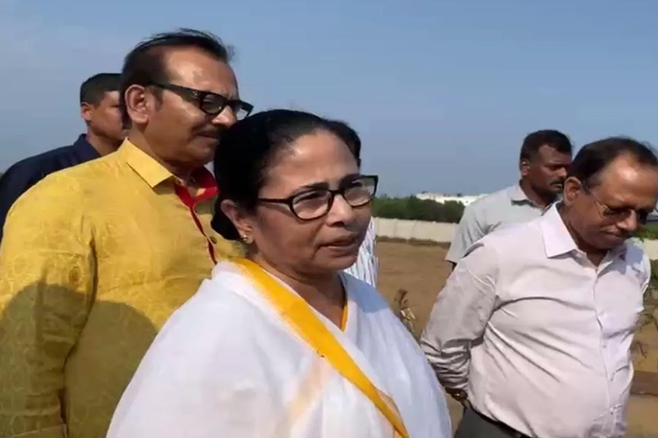 Chief Minister Mamata at the construction site of the guest house