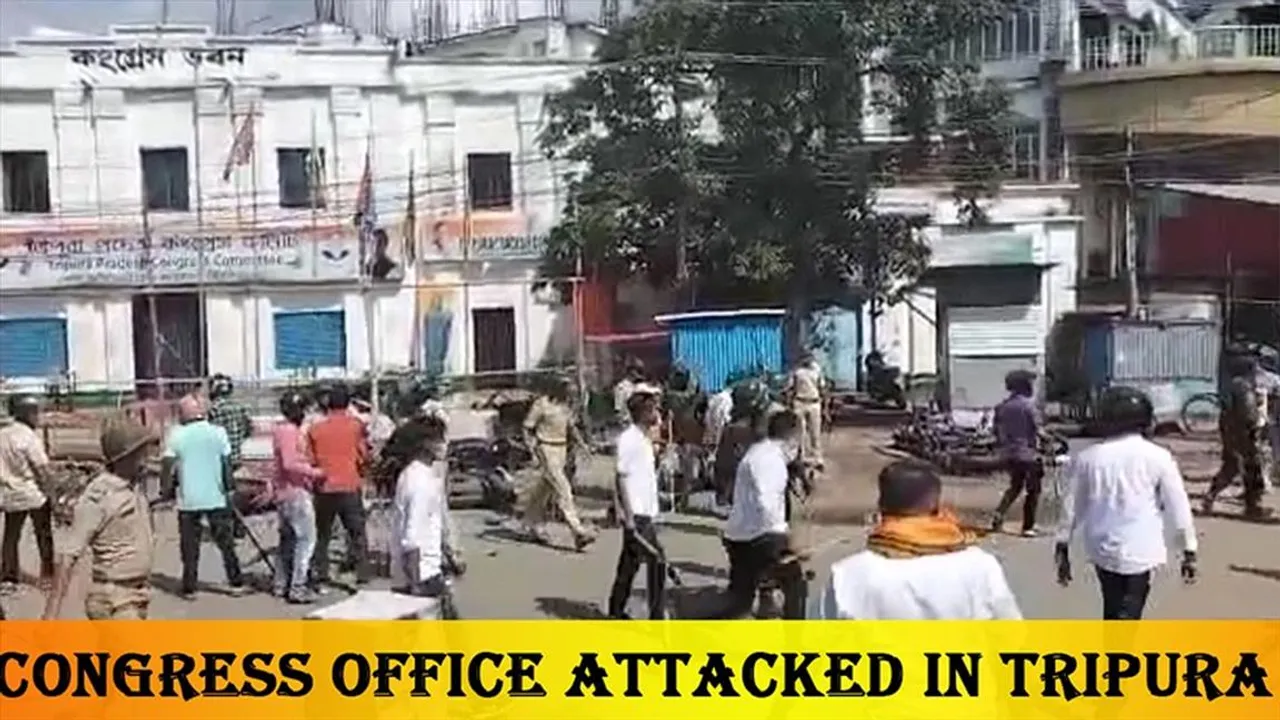 Congress office attacked in Tripura