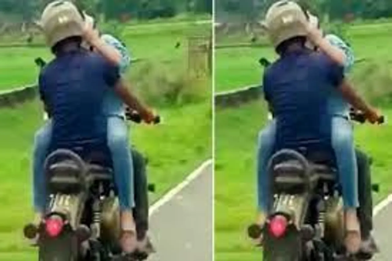 Bihar Couple Caught Engaging in PDA On a Moving Bike, Enraged Locals Moral Police Them