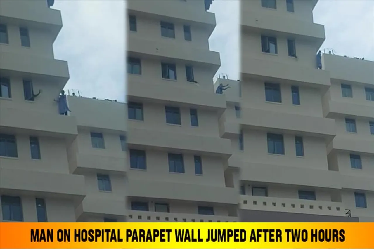 Man on hospital parapet wall jumped after two hours