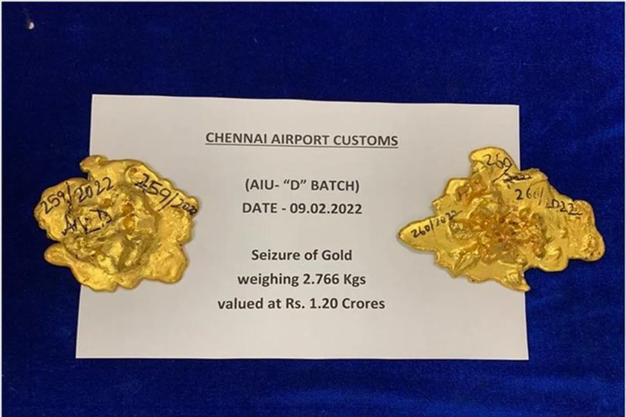 Two Foreign Passengers arrested at Chennai Airport with gold ingots