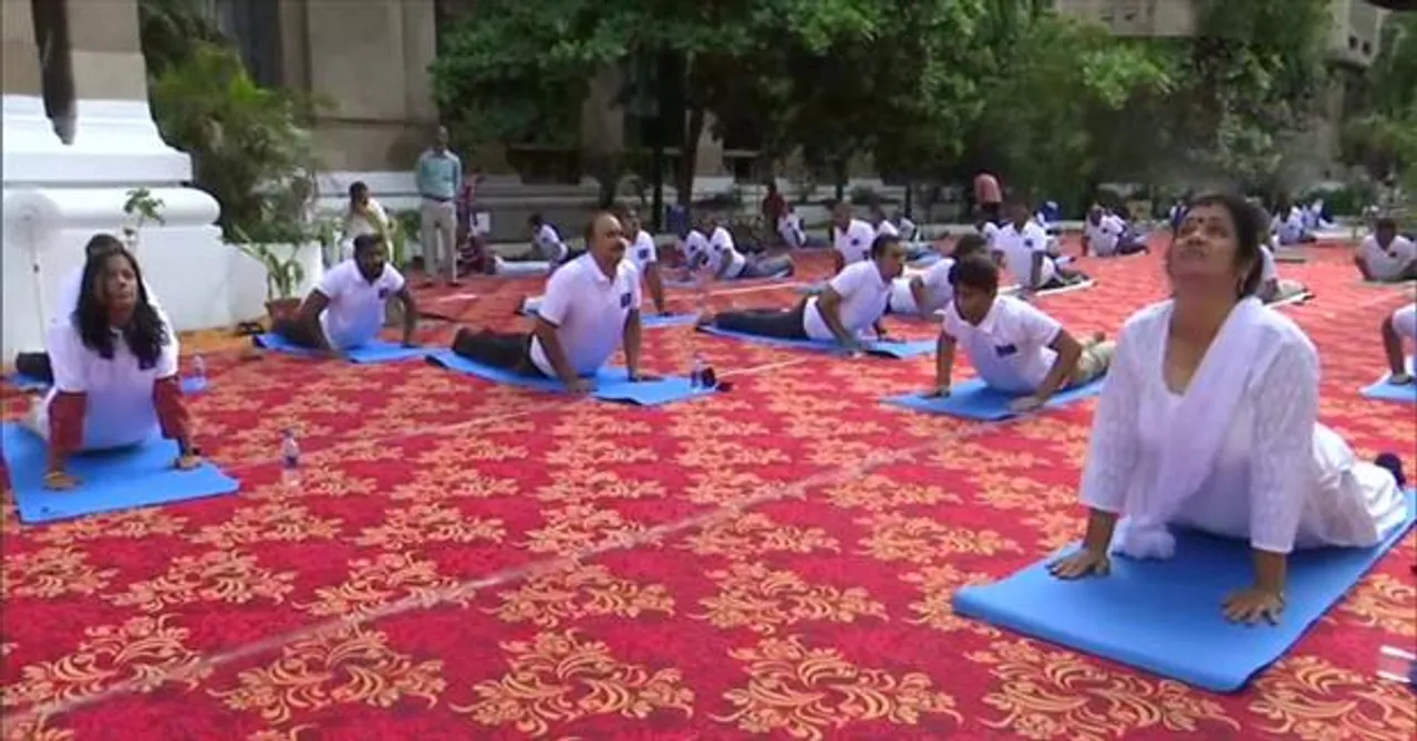 Railway employees also participated in the yoga programme