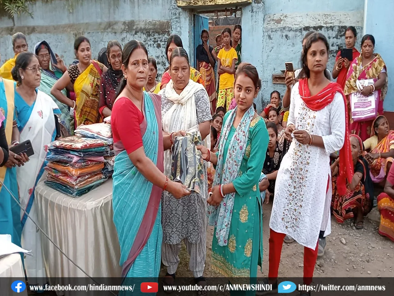 Distribution of sarees.