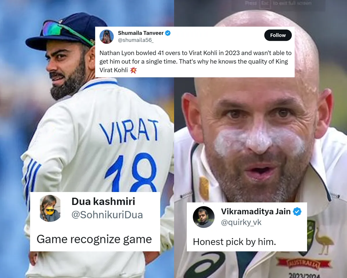 'Game recognize game' - Fans react as Nathan Lyon rates Virat Kohli among his pick of top 3 cricketers he bowled against