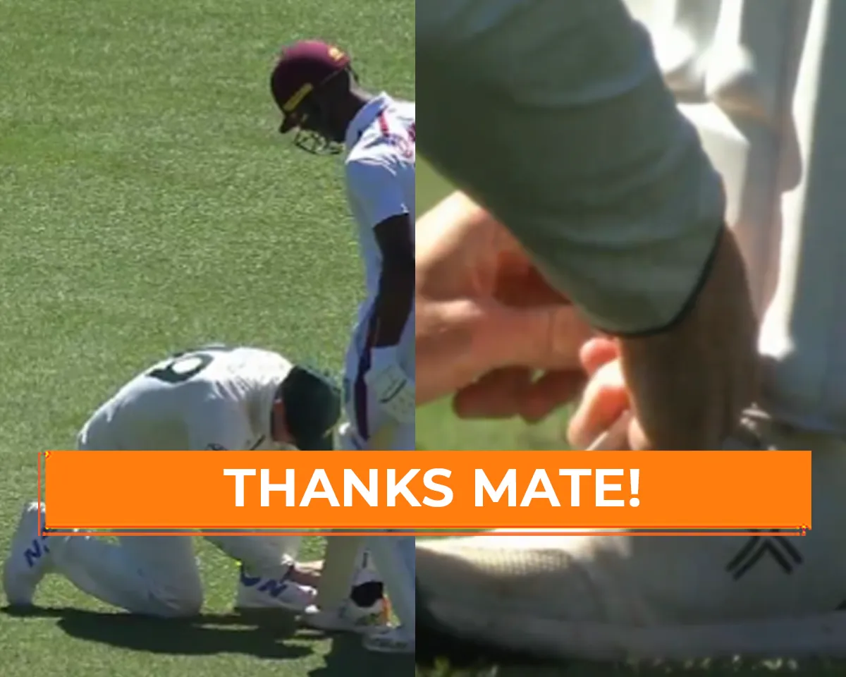 WATCH: Australia legend Steve Smith helps Shamar Joseph with his shoe laces during 1st Test at Adelaide