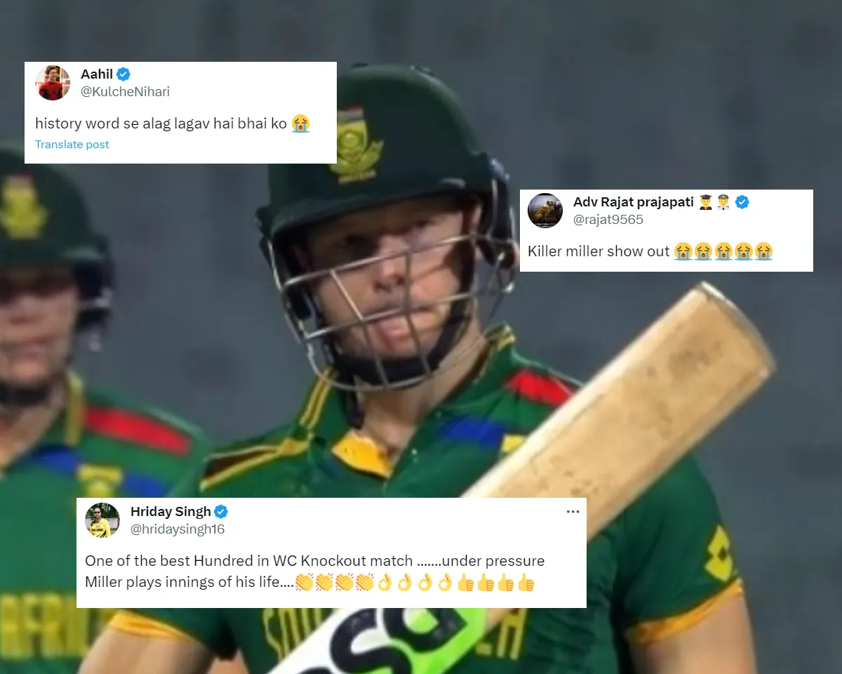 'History word se alag lagav hai bhai ko' - Fans elated as David Miller's historic century rescues South Africa in ODI World Cup 2023 semi-final against Australia