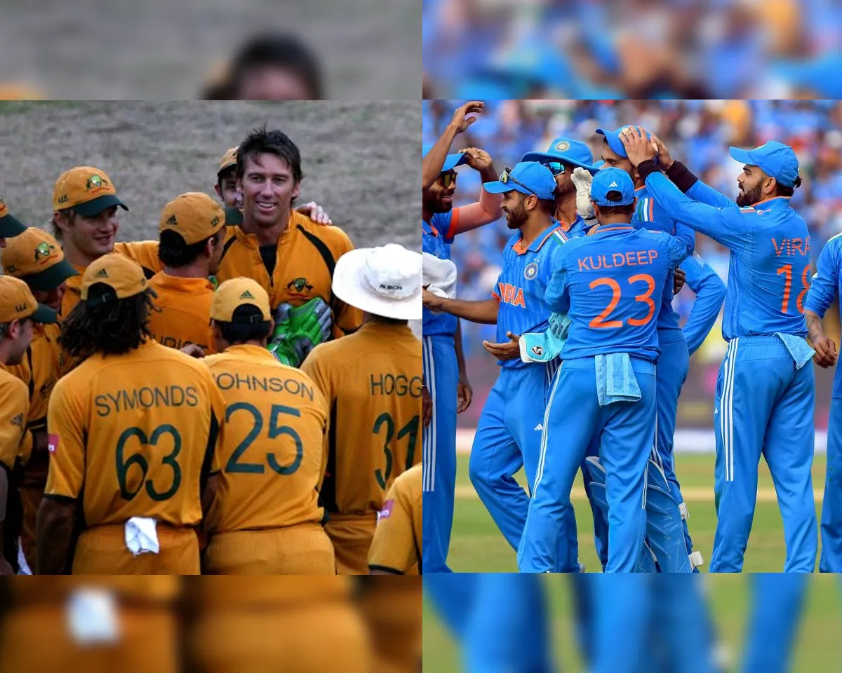 Australia 2007 World Cup (left), India 2023 World Cup (Source: Twitter)