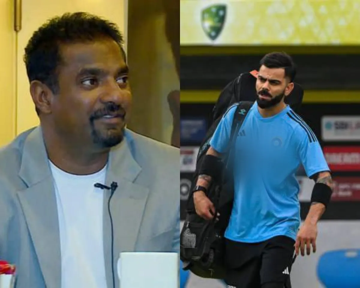 Muttiah Muralitharan and Virat Kohli 