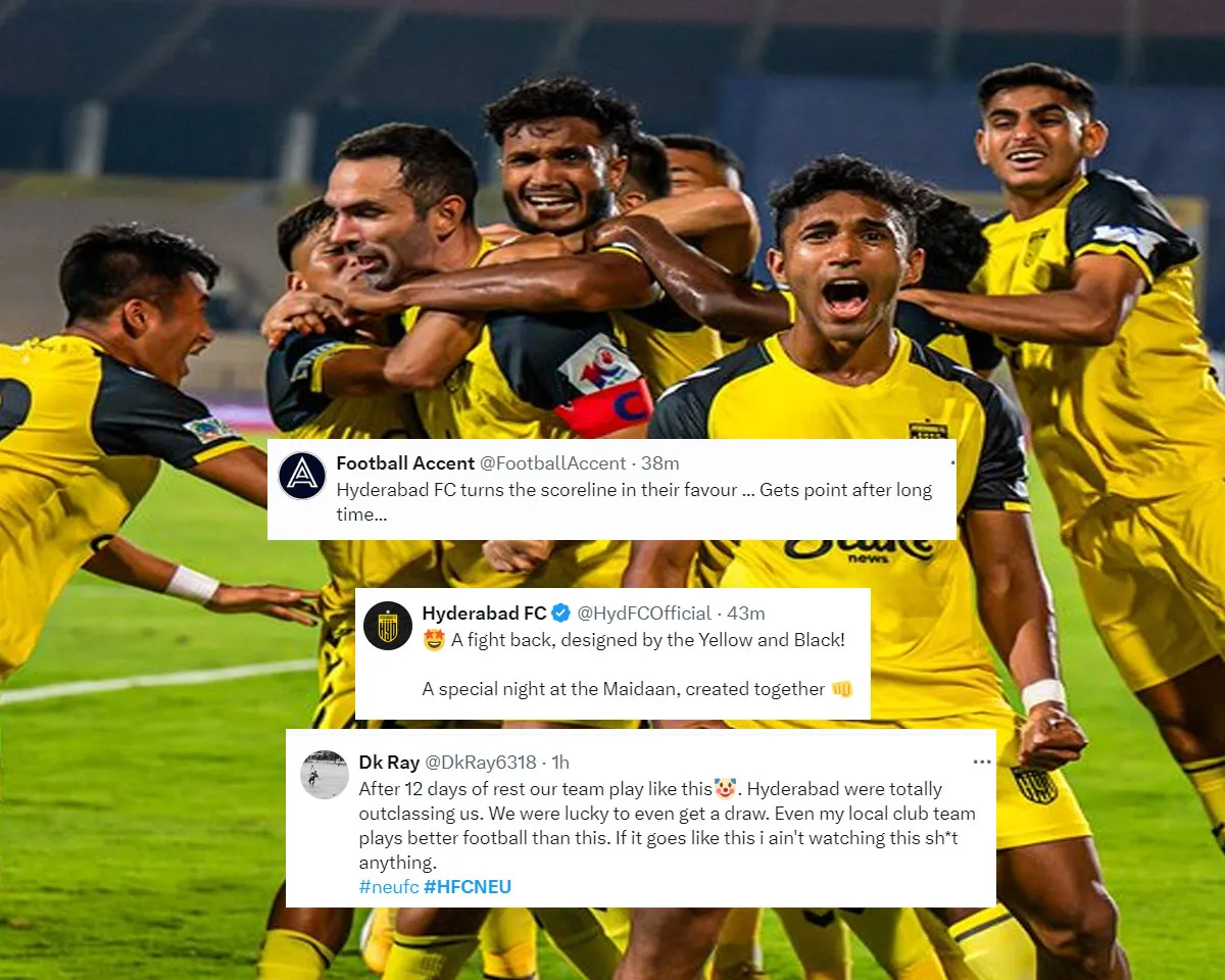 'What a fightback at Maidaan' - Fans react as two late goals help Hyderabad FC hold NorthEast United FC to a 2-2 draw ISL 10