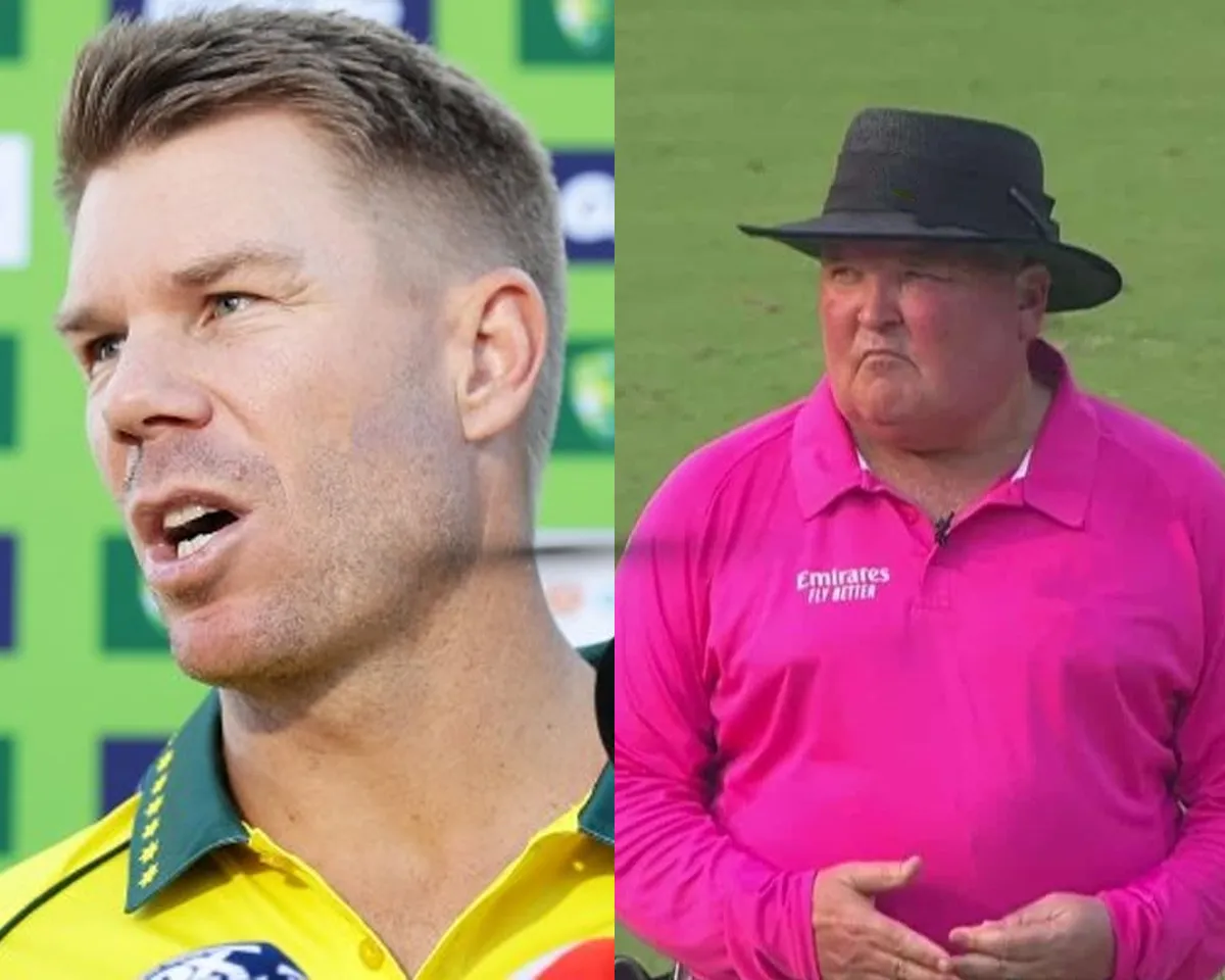 David Warner and Marais Erasmus  (File Photo, Twitter)