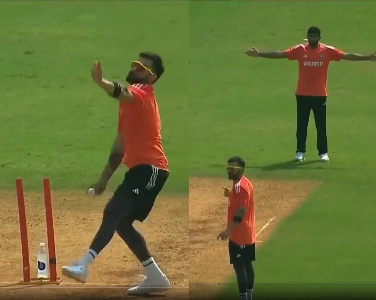 WATCH: Virat Kohli bowls in practice session ahead of IND vs SL 2023 ODI World Cup; 'Umpire' Jasprit Bumrah calls it wide