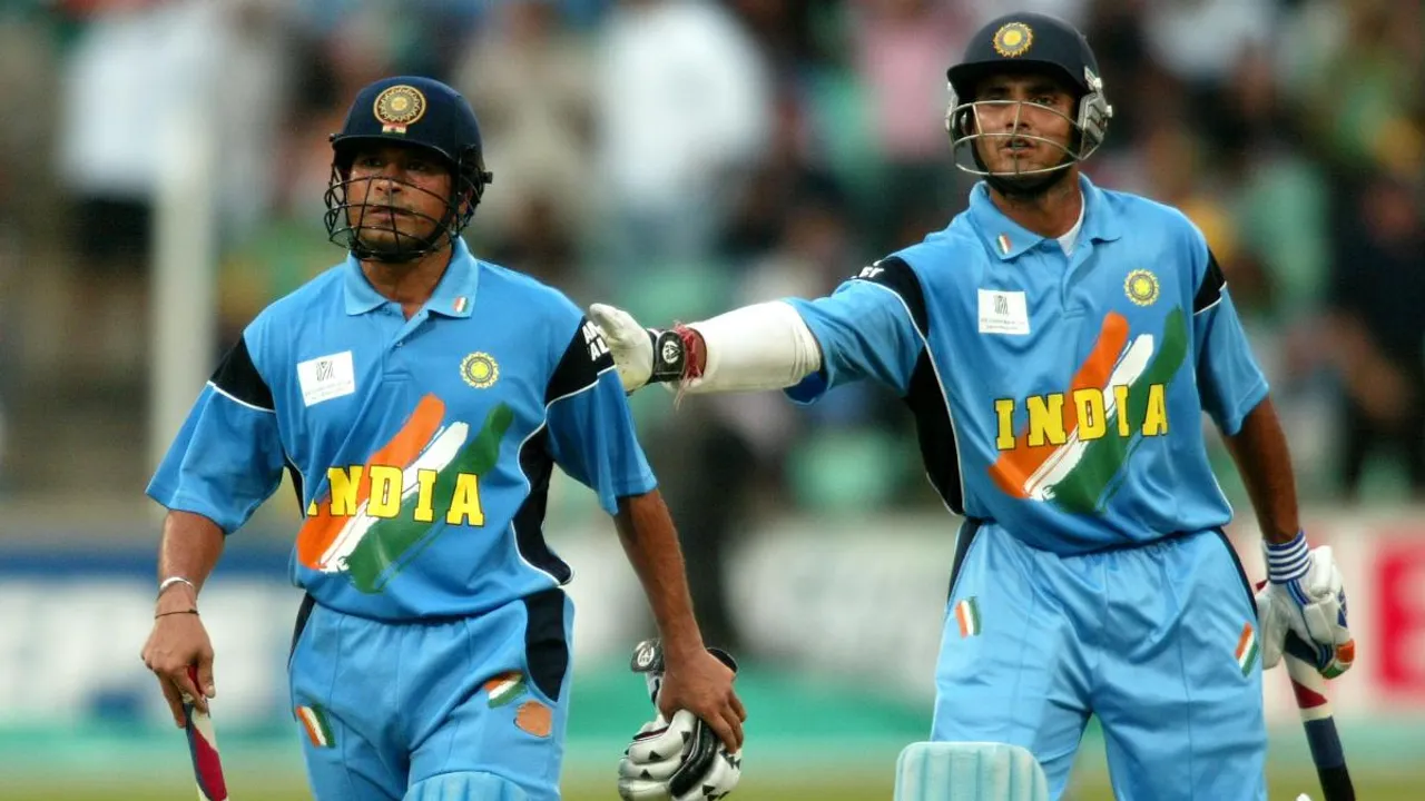 Sourav Ganguly with Sachin Tendulkar