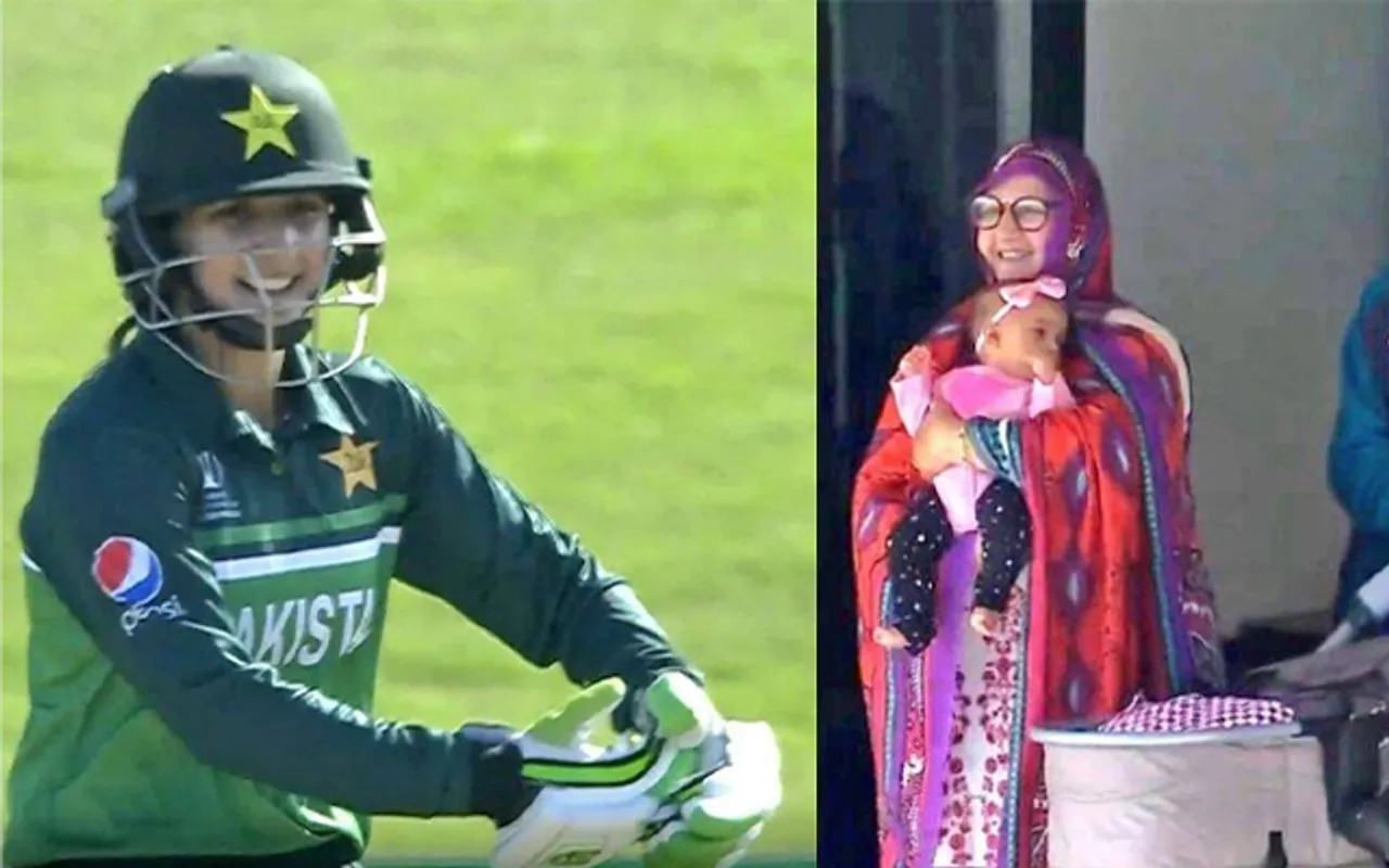 Watch: Bismah Maroof brings out cradle celebration for her daughter after scoring half-century