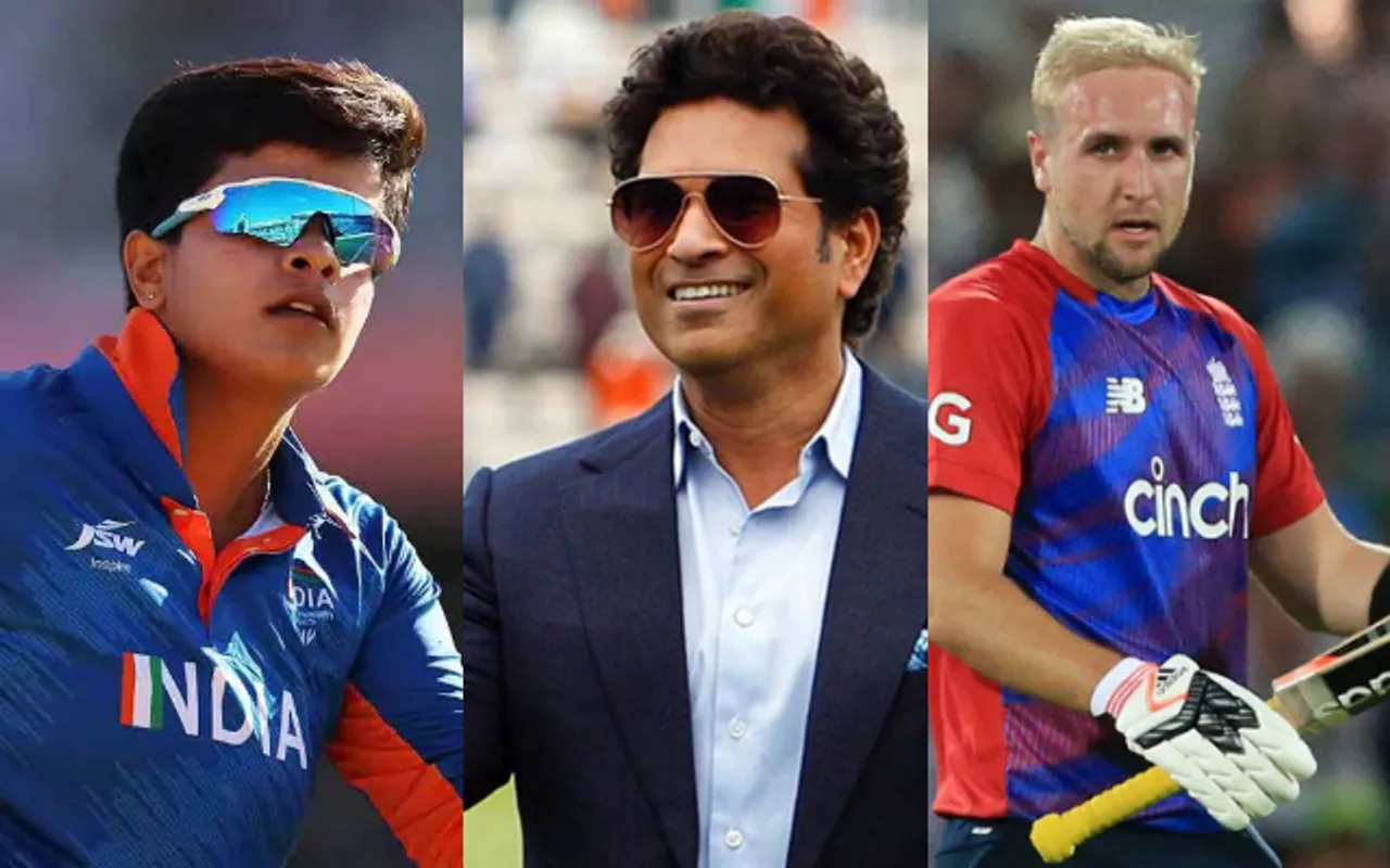 Shafali Verma, Sachin Tendulkar and Liam Livingstone (Source - Twitter)