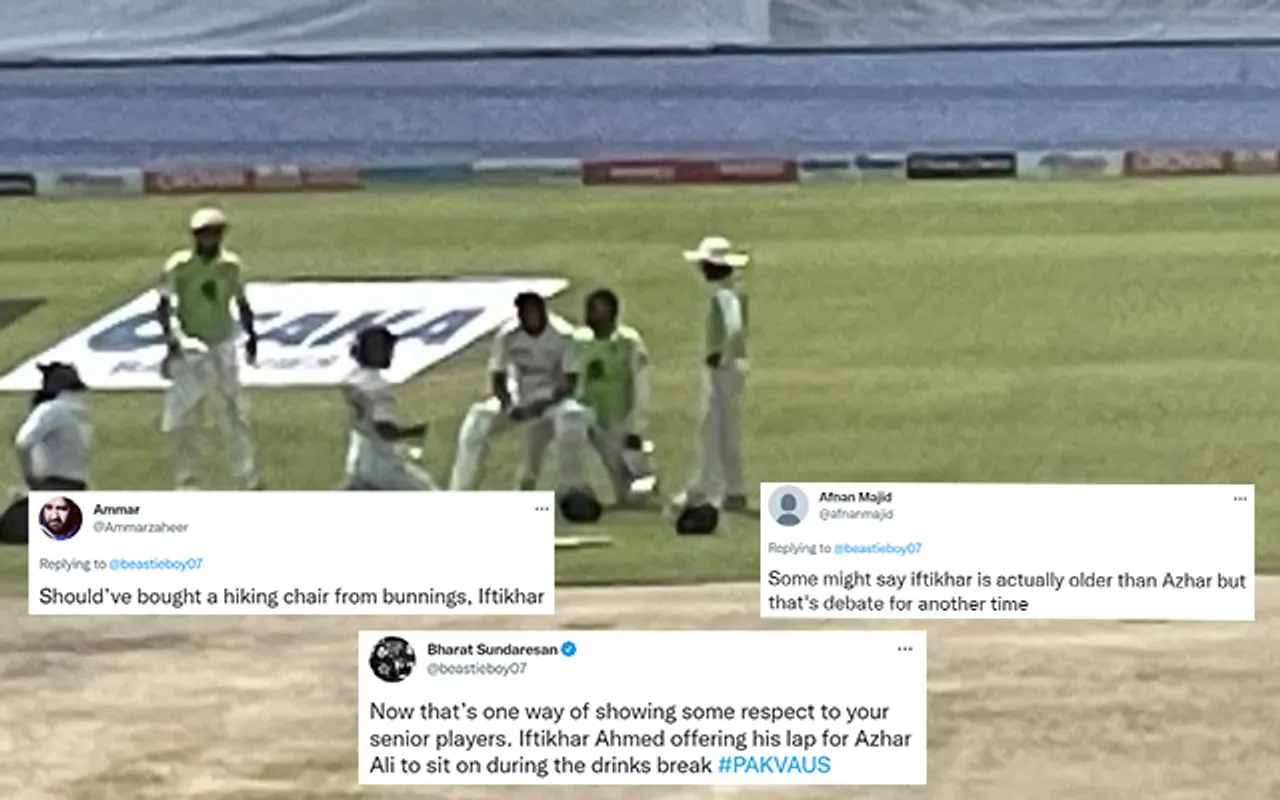 'Some relief for tired legs'- Twitter salutes Iftikhar Ahmed for offering his lap to Azhar Ali