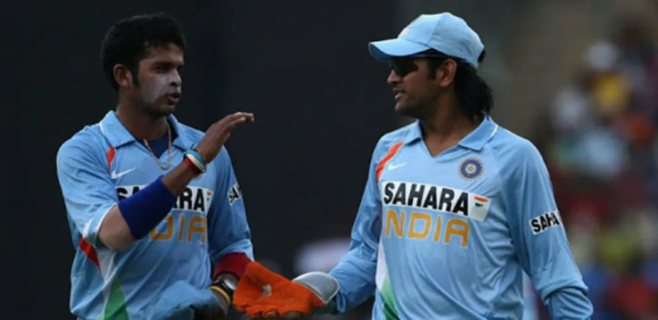 S. Sreesanth with MS Dhoni