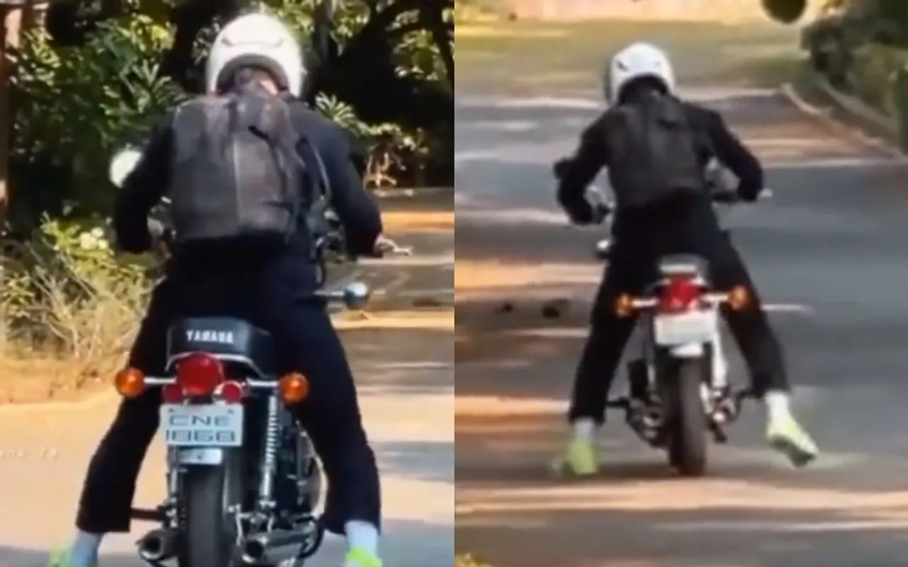 Watch: In rare occasion, former team India captain MS Dhoni struggles to start his bike