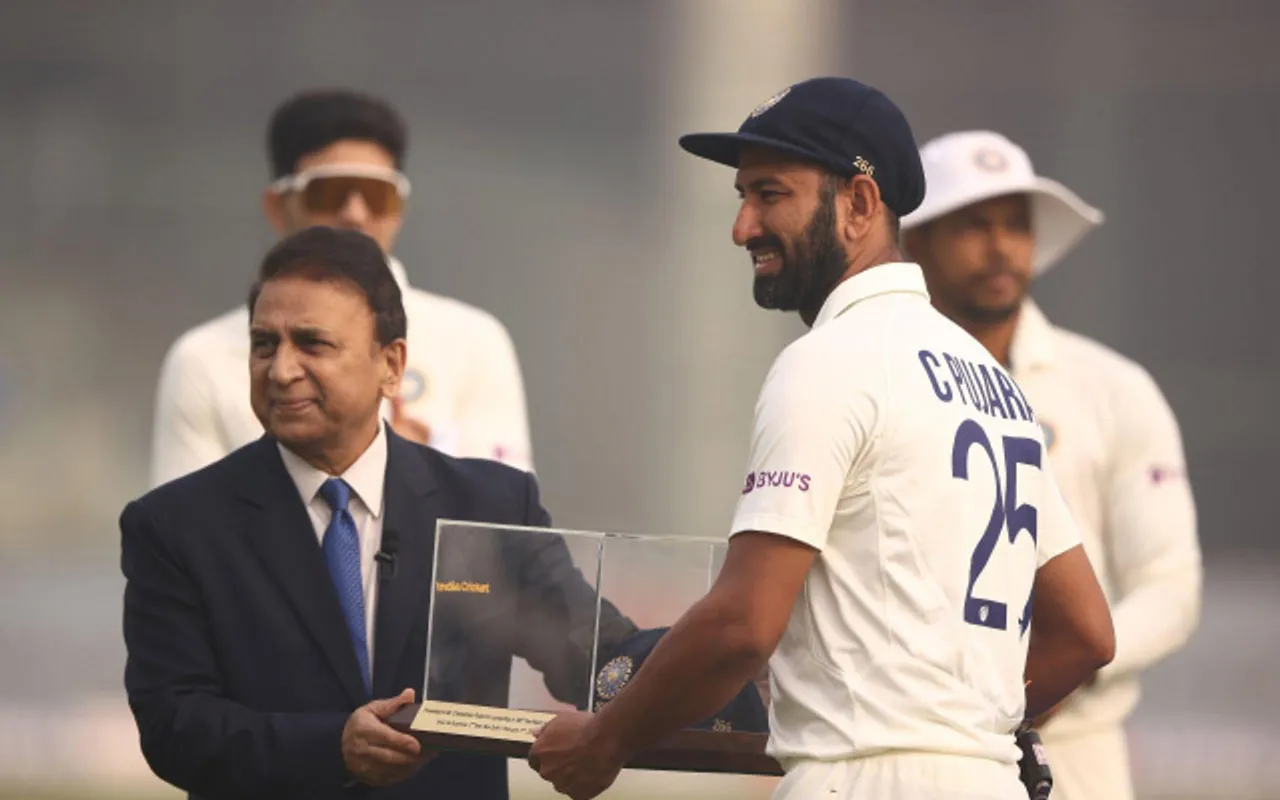 Cheteshwar Pujara and Sunil Gavaskar