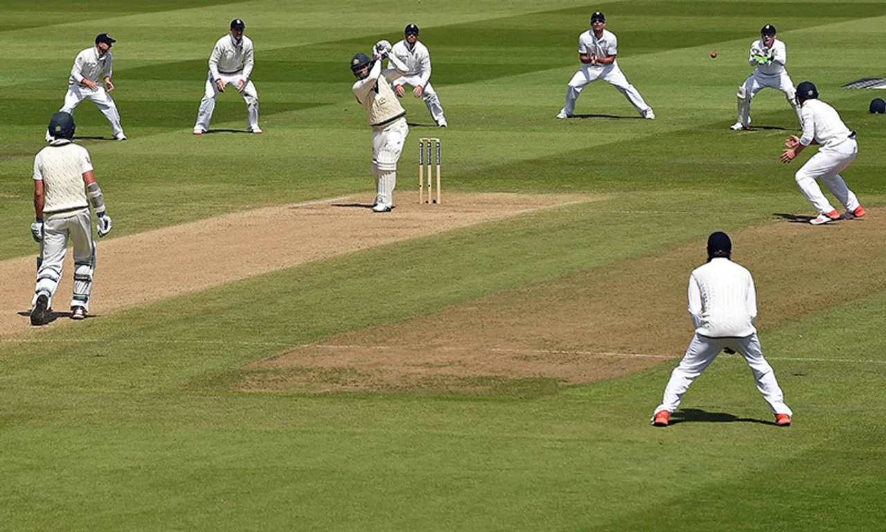 Cricketers playing a match