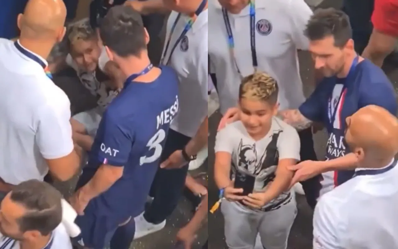 Watch: Lionel Messi asks security to let young fan take selfie with him