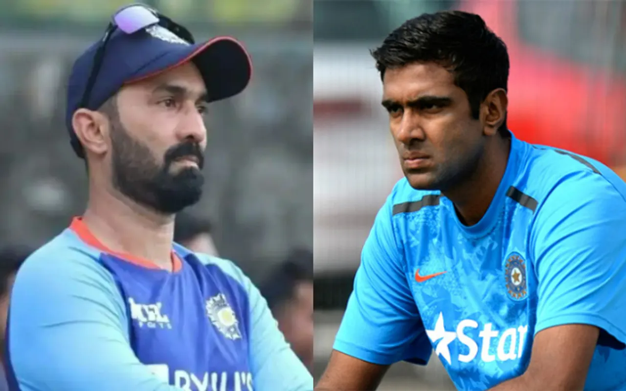 Ravichandran Ashwin and Dinesh Karthik for India