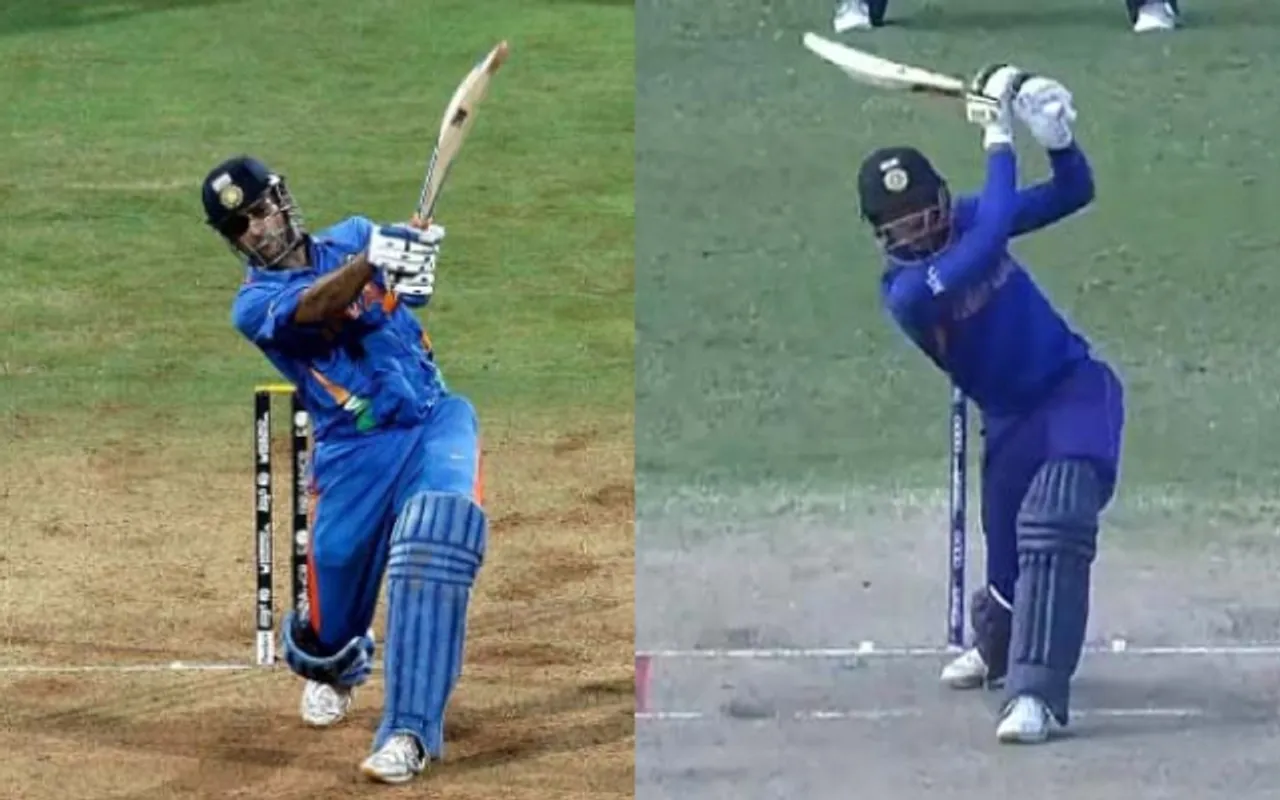 Watch: Striking similarities between Dinesh Bana's U-19 winning six and MS Dhoni's iconic six