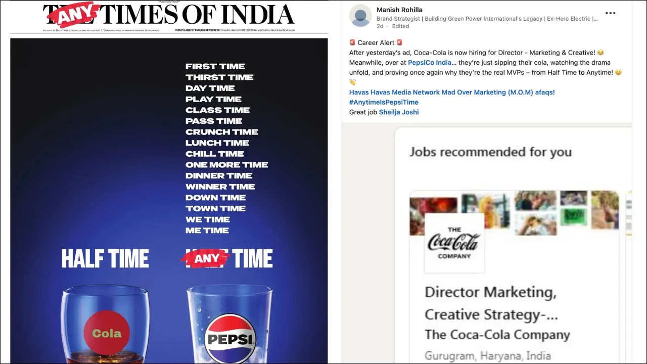 Pepsi's Anytime dig at Coke