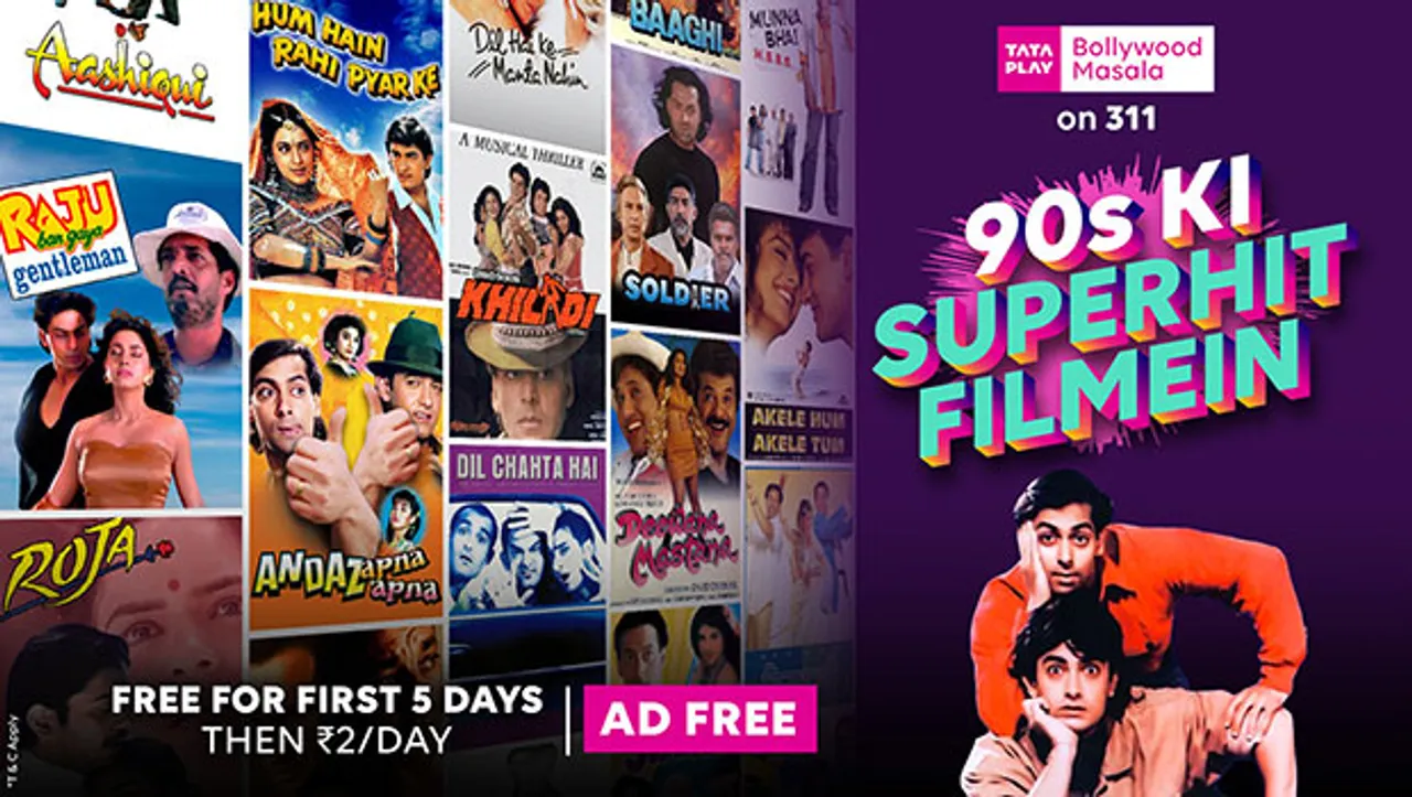 Tata Play introduces 'Bollywood Masala' service offering  90's & 2000's Bollywood movies