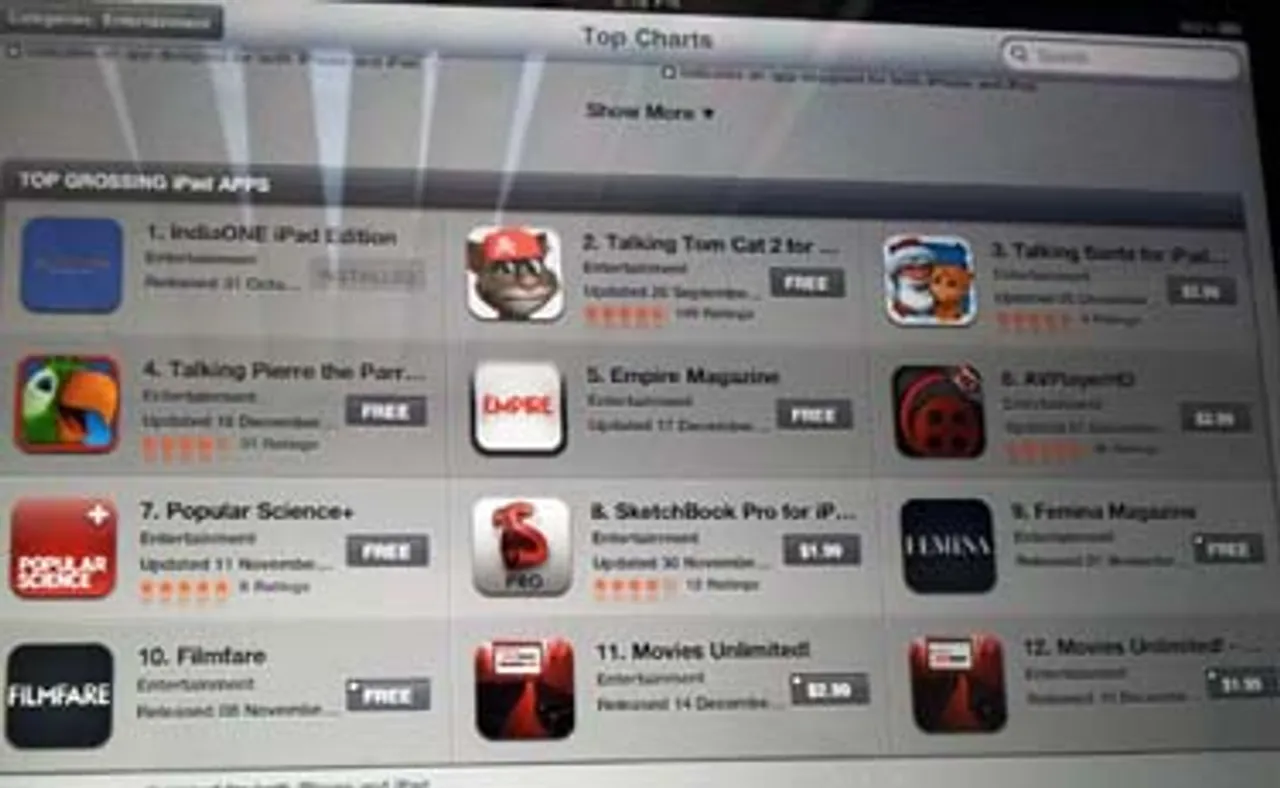 IndiaONE tops among paid entertainment apps on Apple charts