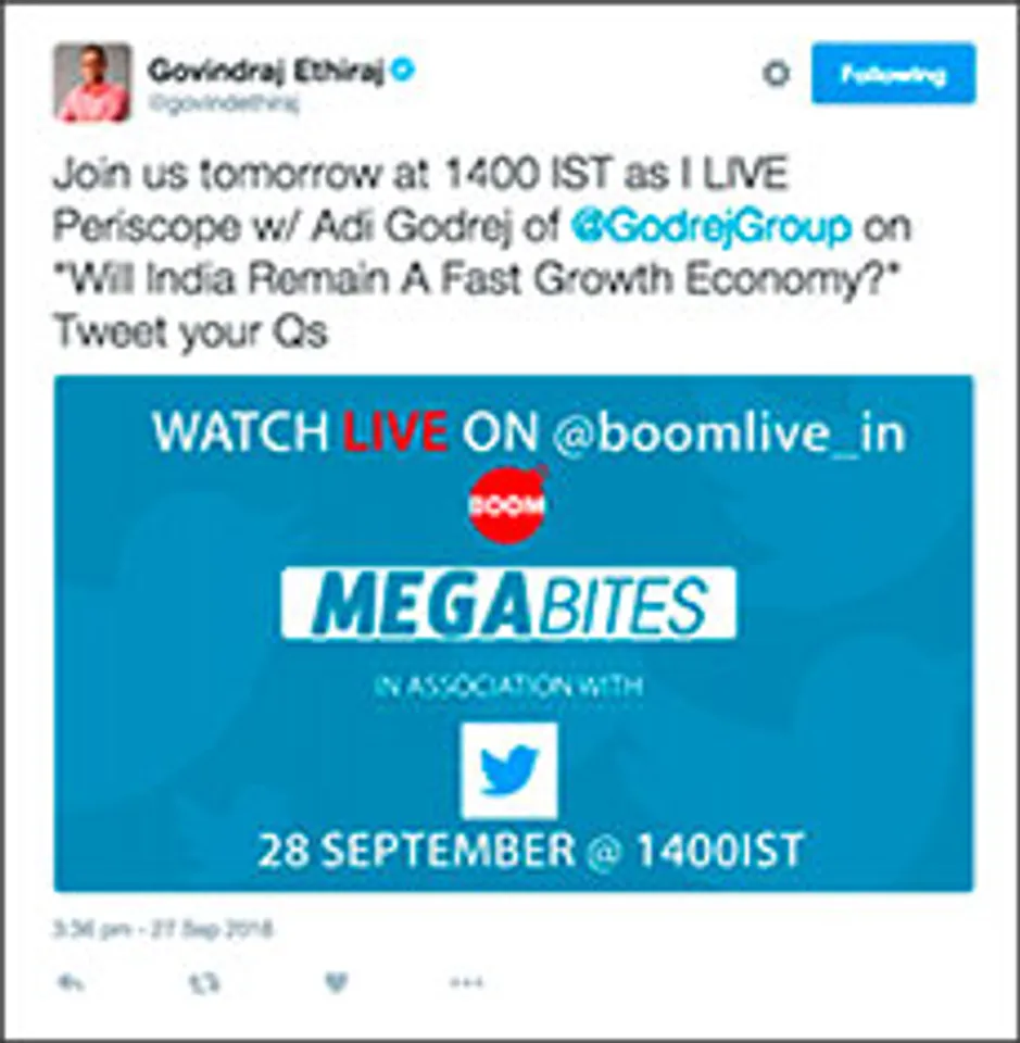 Twitter India and Ping Network launch live video interview series #MegaBites