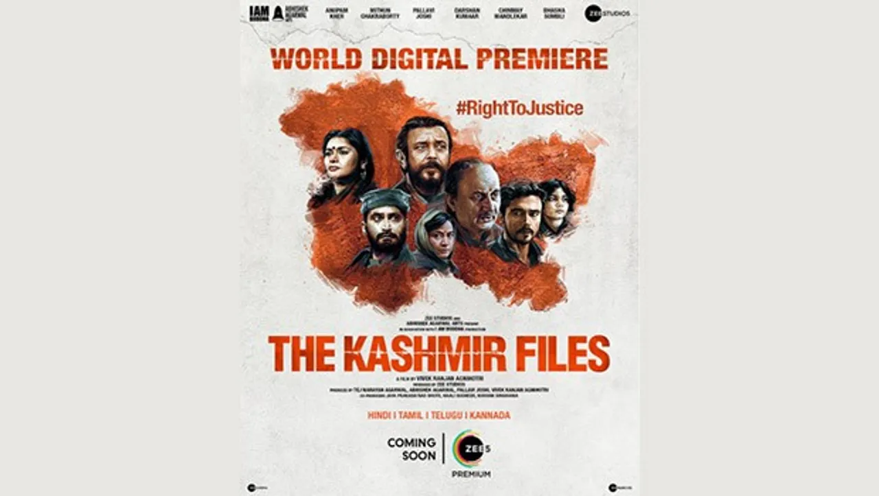Zee5 to present the world digital premier of 'The Kashmir Files' 